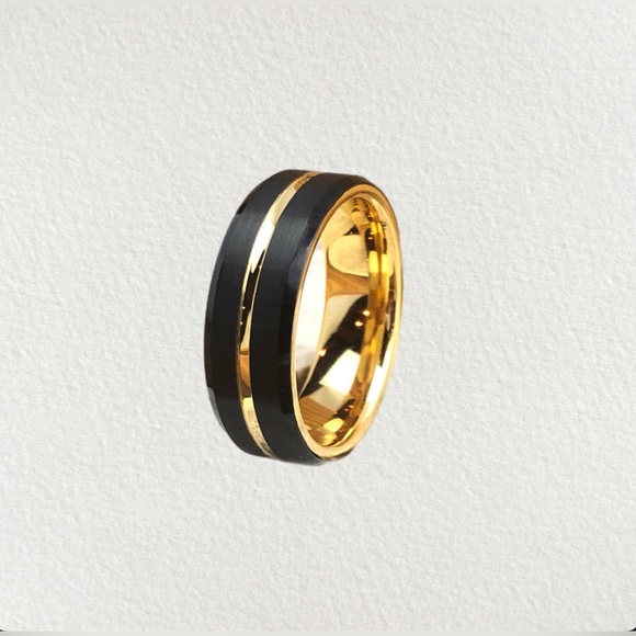 Gold Tungsten Mens Band Two Tone Sizes 5-8 - Picture 4 of 11